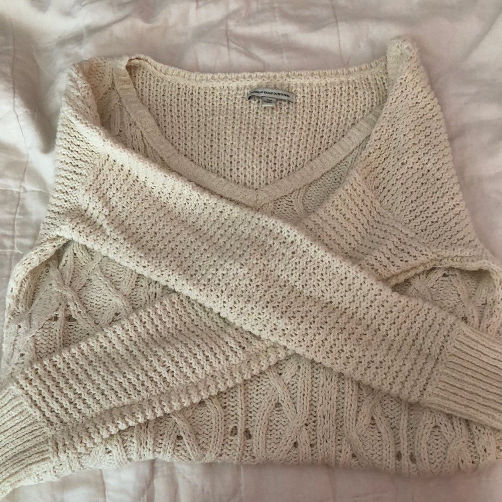 American Eagle | cable knit cream sweater